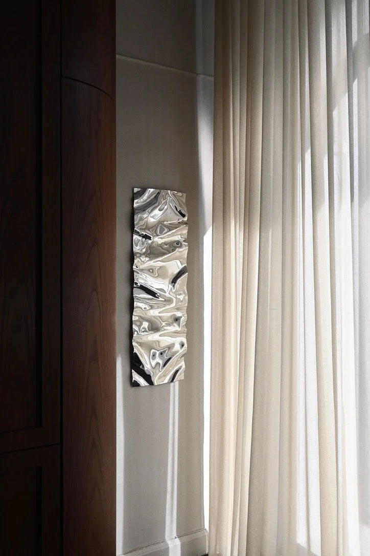 Psychedelic Mirror 30*100 cm — sculptural hand-shaped polished steel, additional view 7