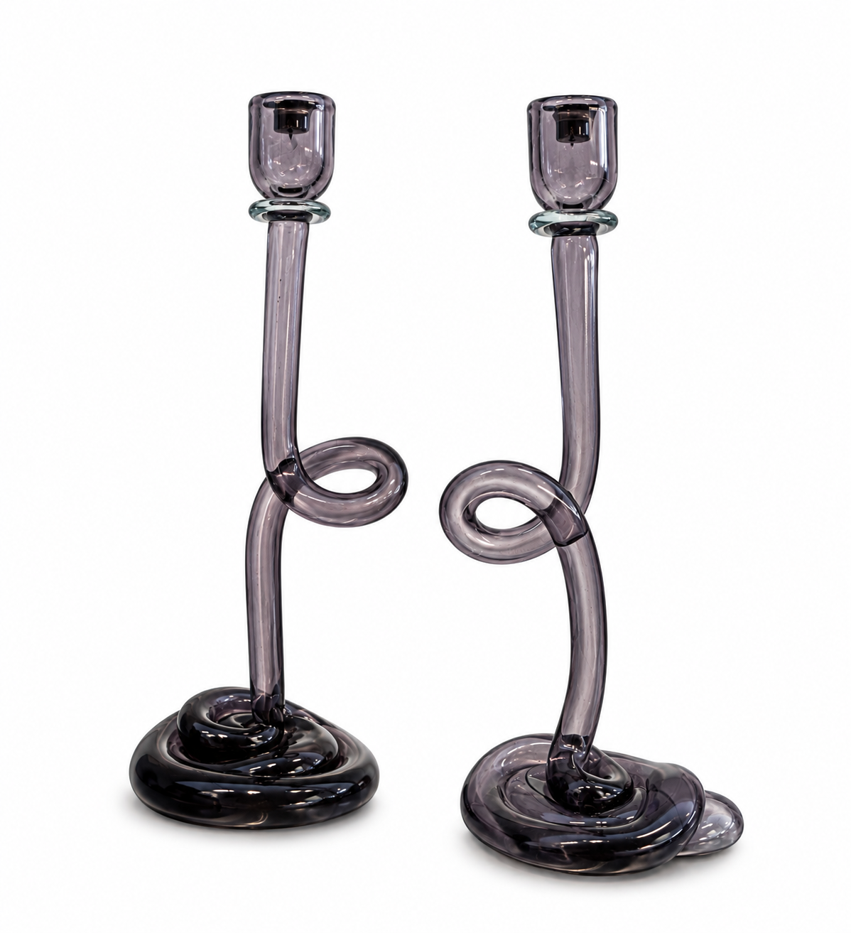 Thaw - Recycled Glass Candlestick purple