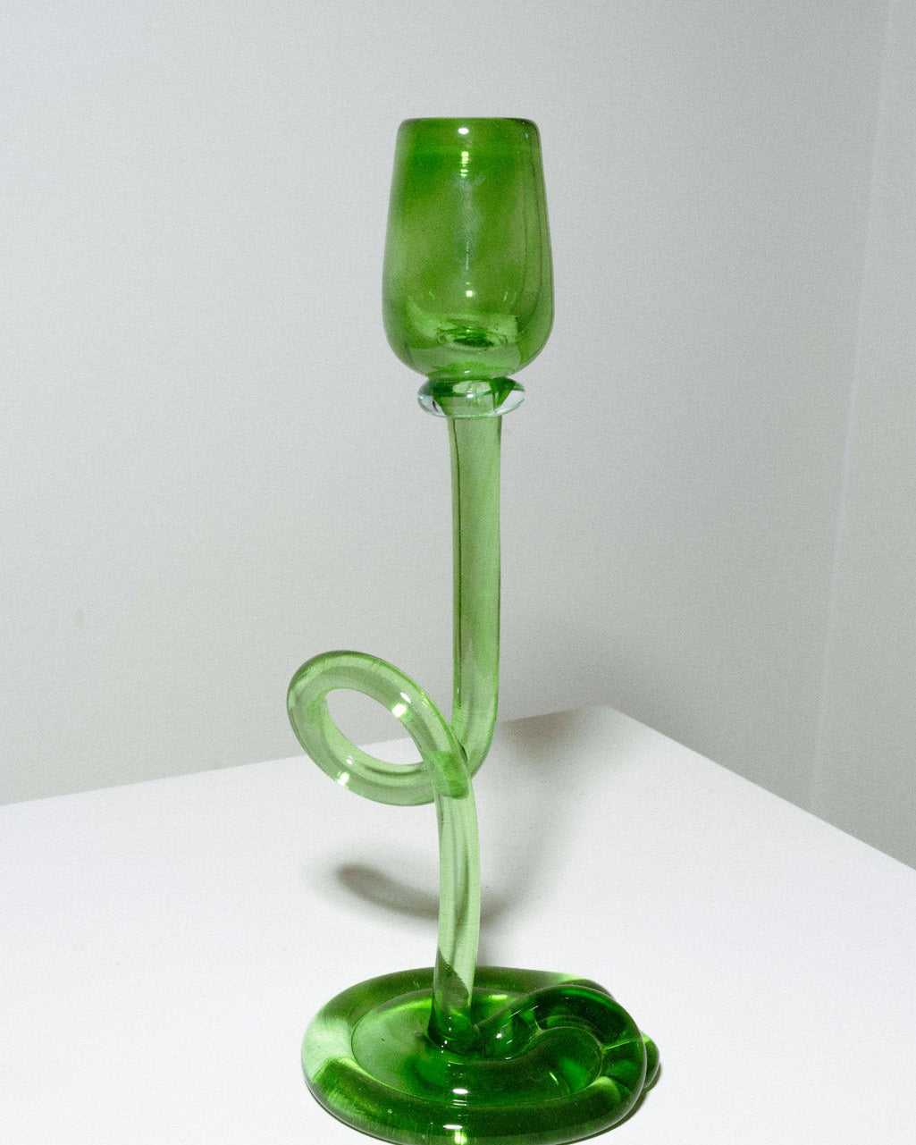 Thaw - Recycled Glass Candlestick in Leaf Green