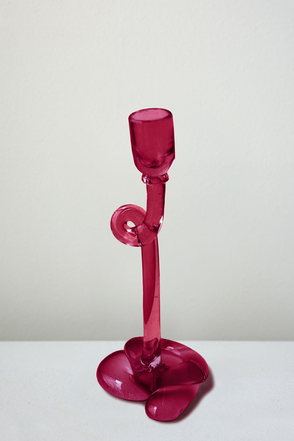 Thaw - Recycled Glass Candlestick in red