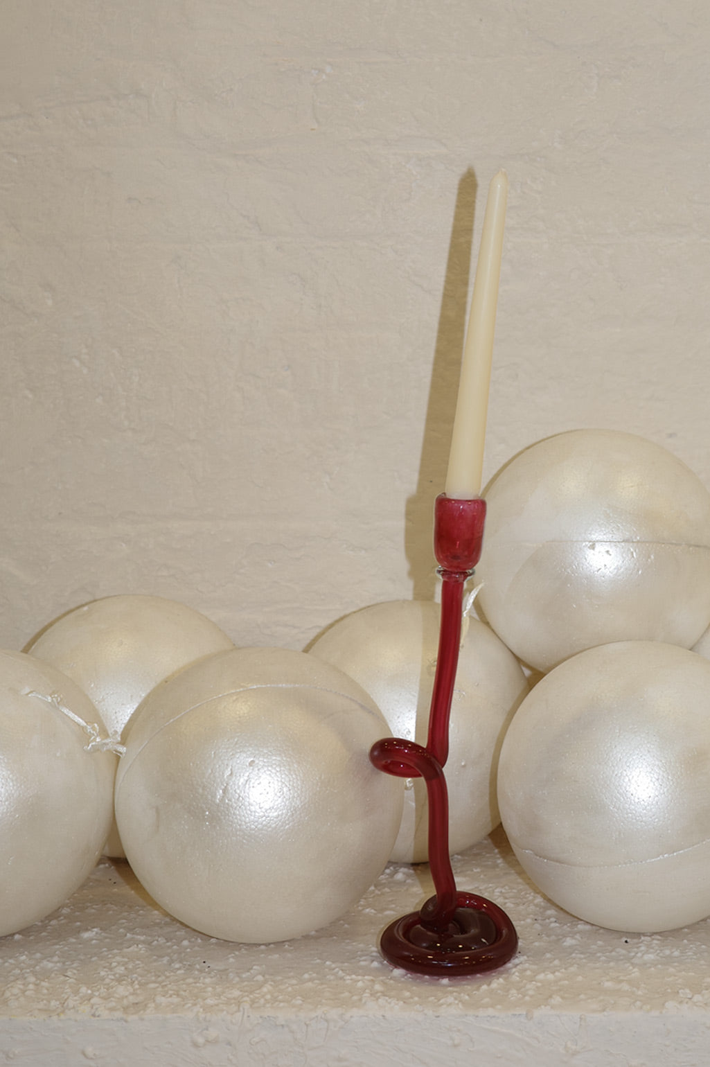 Thaw - Recycled Glass Candlestick in red