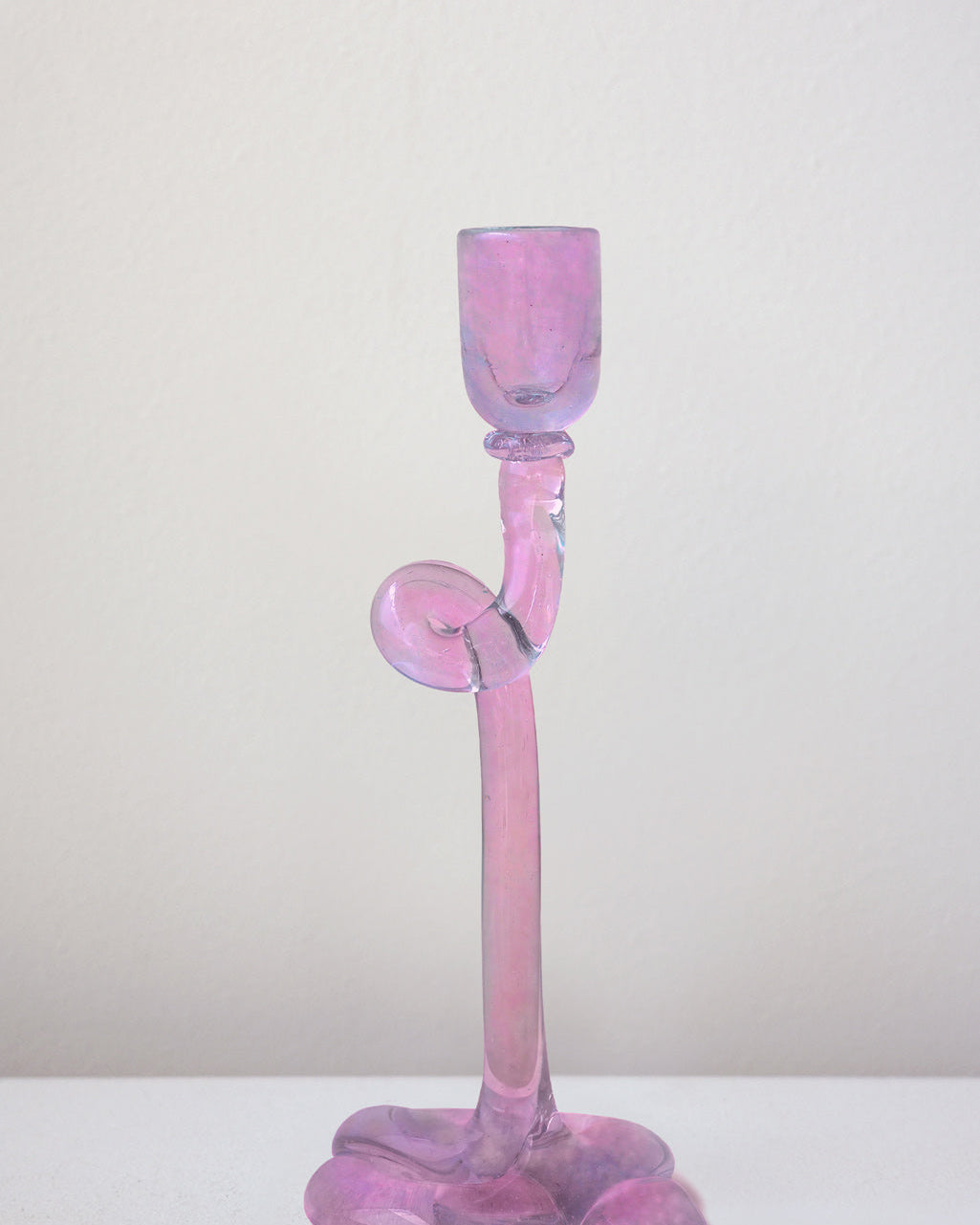 Thaw - Recycled Glass Candlestick in Pink