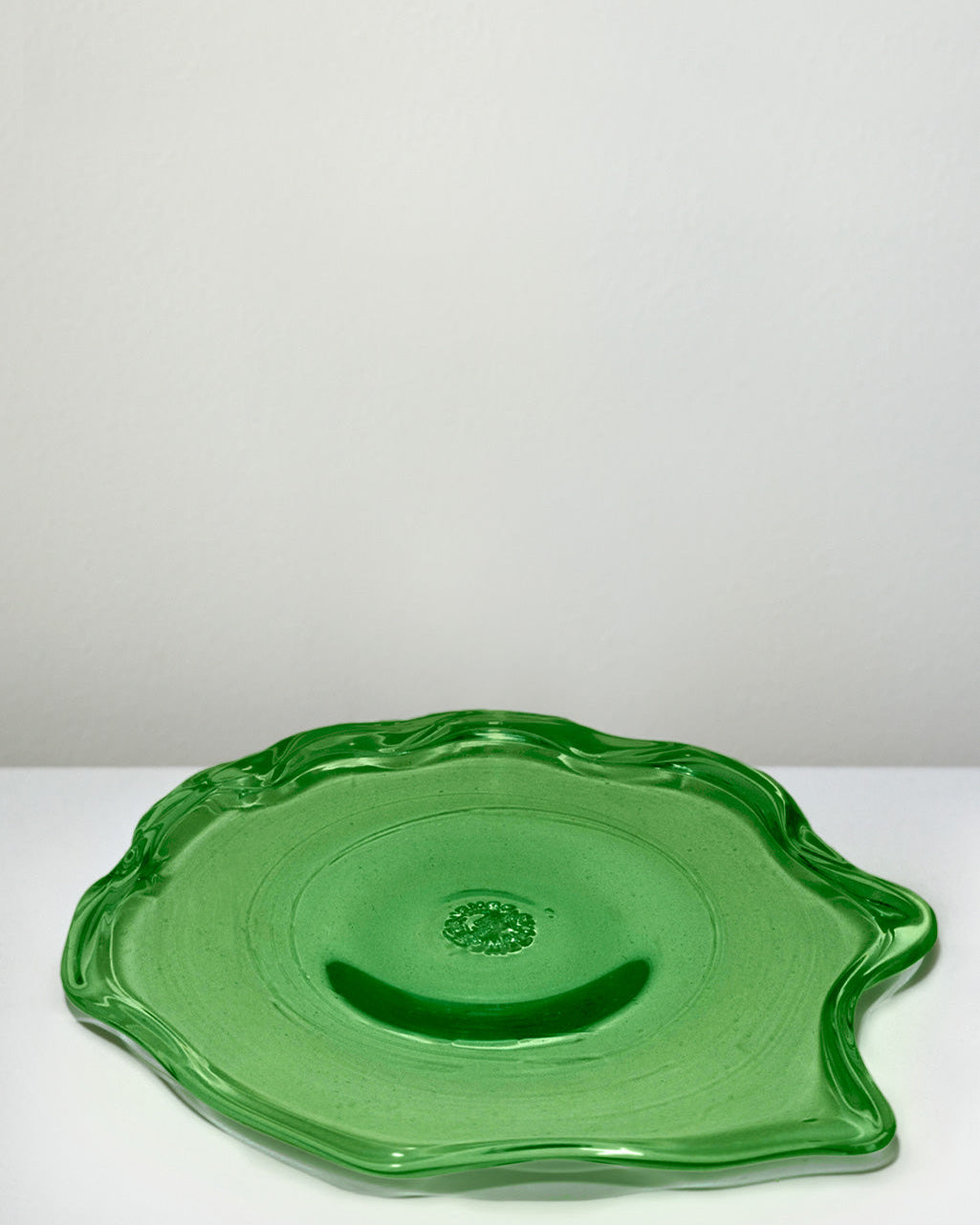 Pond - Large Recycled Glass Serving Plate in Leaf Green