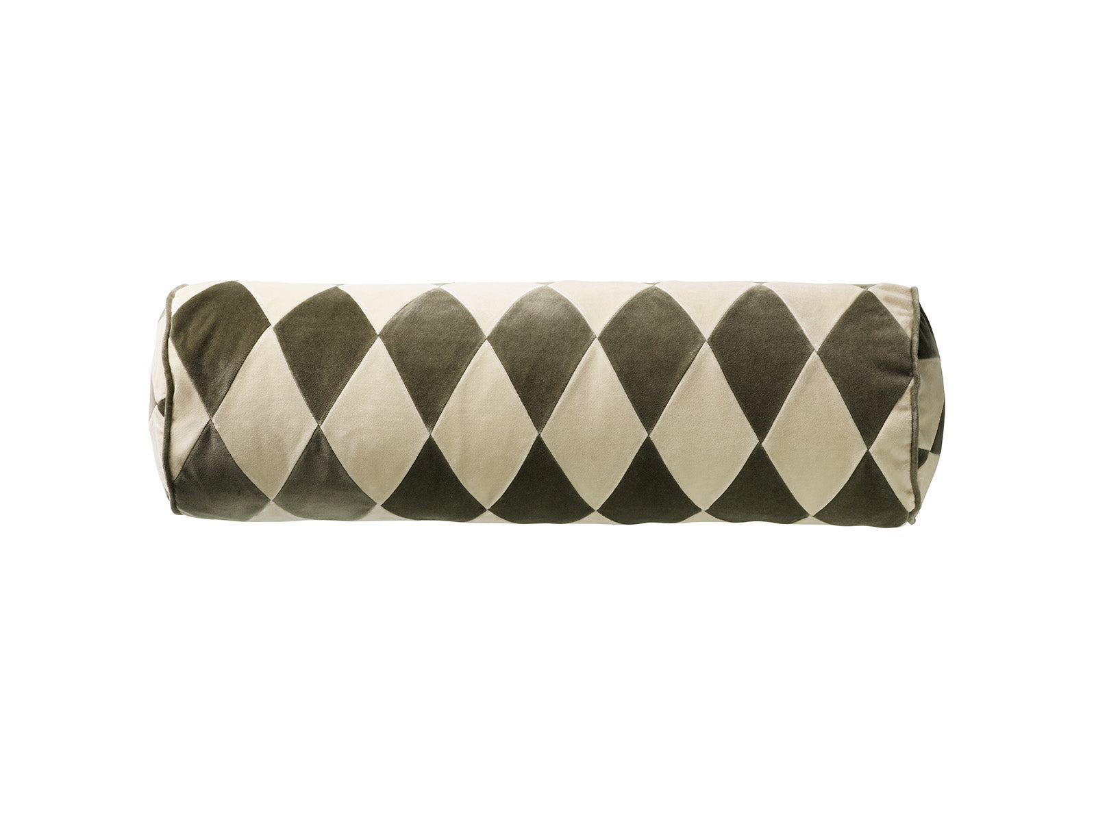 Bolster Harlequin Cushion in Artichoke/Dusty White