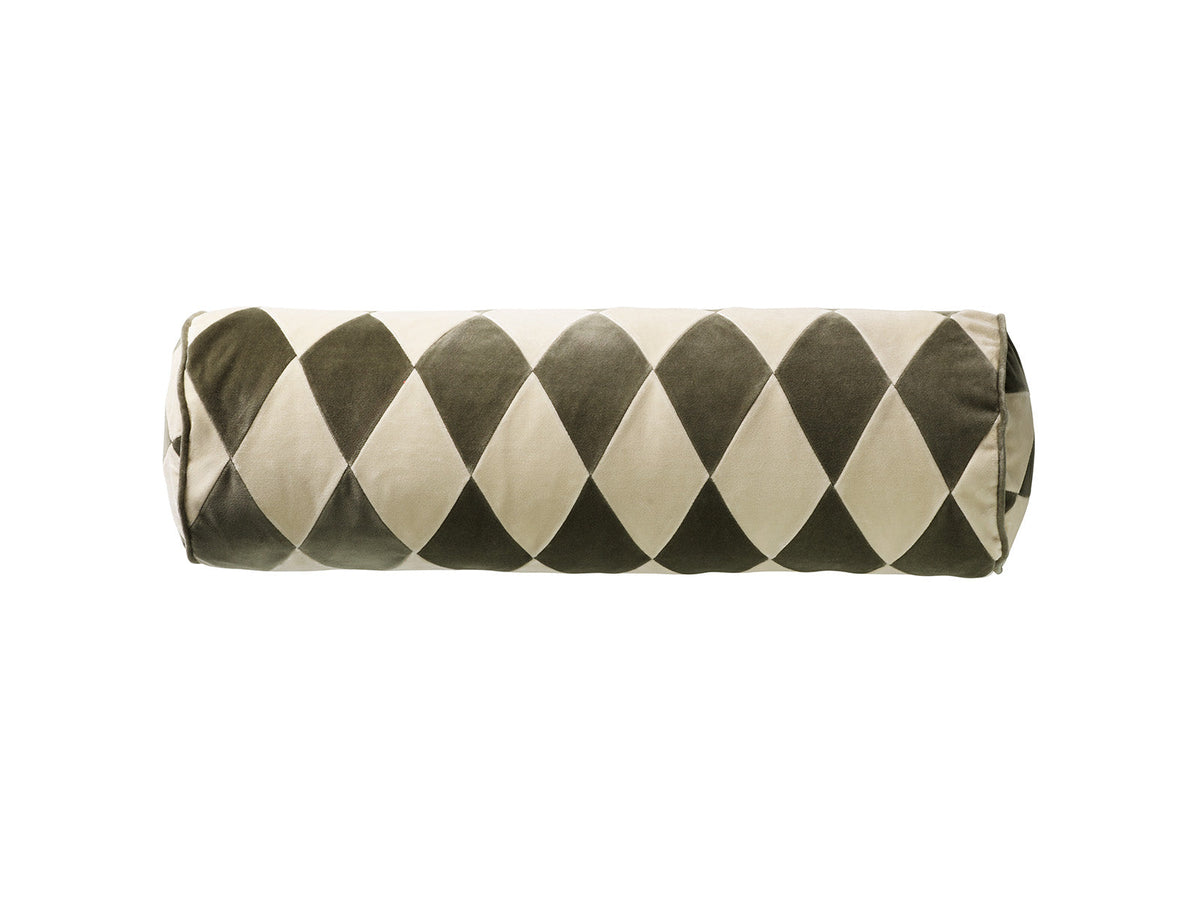 Bolster Harlequin Cushion in Artichoke/Dusty White