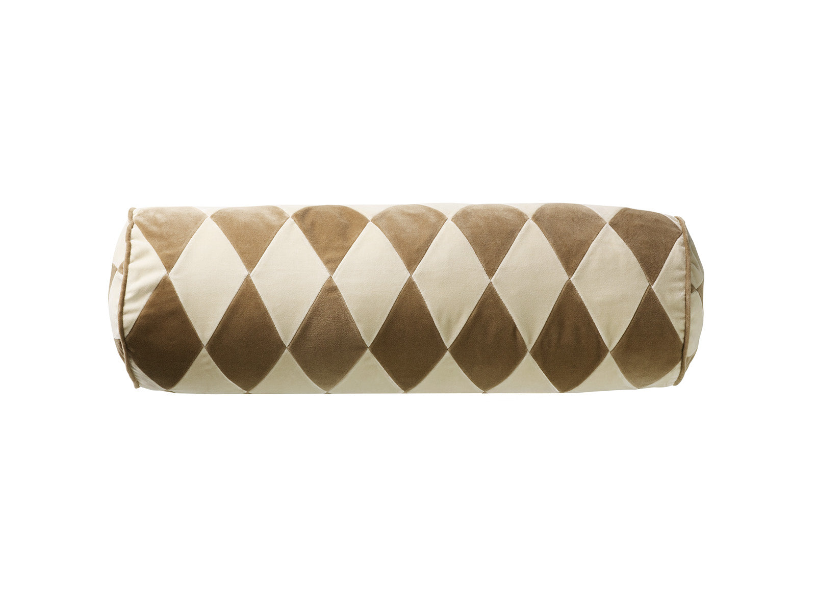 Bolster Harlequin Velvet Cushion Ø20×60 cm · Taupe/Dusty White