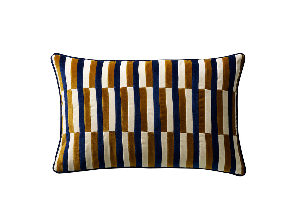 Thea Cushion in Caramel/Dusty White/Dark Blue