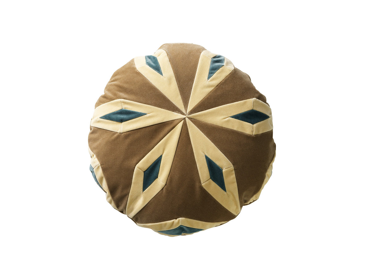 Joanna Cushion in Taupe/Almost Yellow/Pale Blue