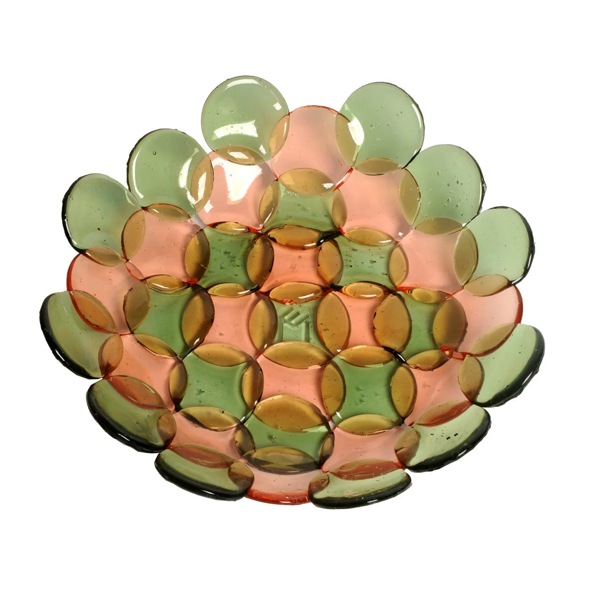 Circle Basket - Clear Bottle Green And Light Ruby