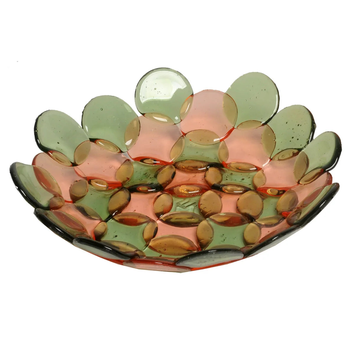 Circle Basket - Clear Bottle Green And Light Ruby