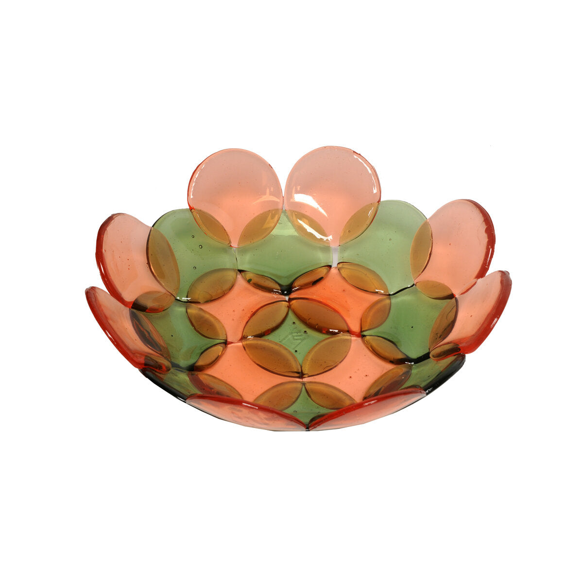 Circle Basket - Clear Bottle Green And Light Ruby