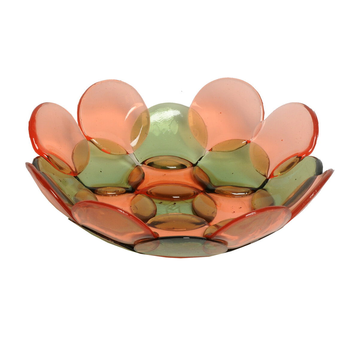 Circle Basket - Clear Bottle Green And Light Ruby