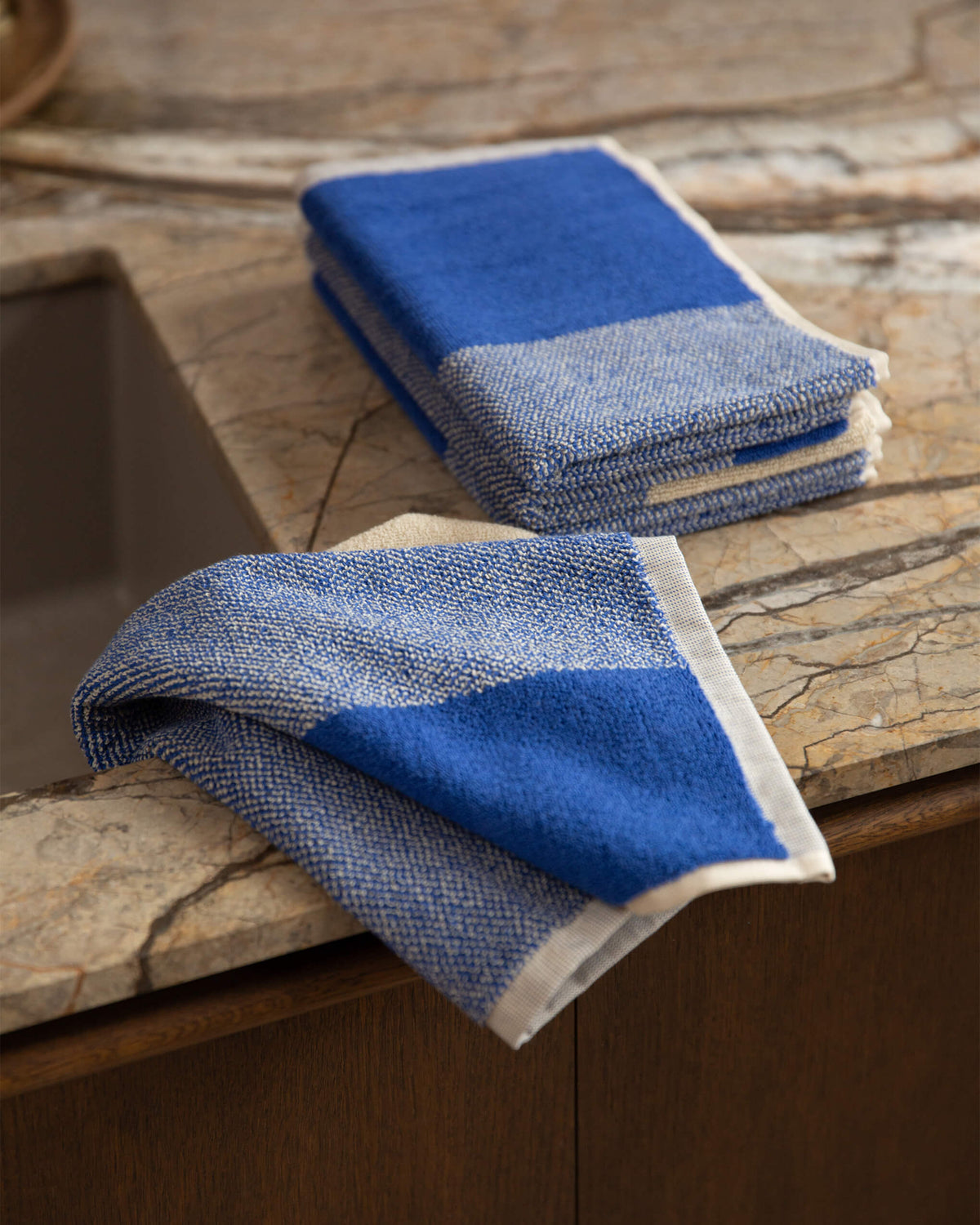 Gastendoekjes Set Blend Cobalt Blue Ecru (2 st.) - SUITE702