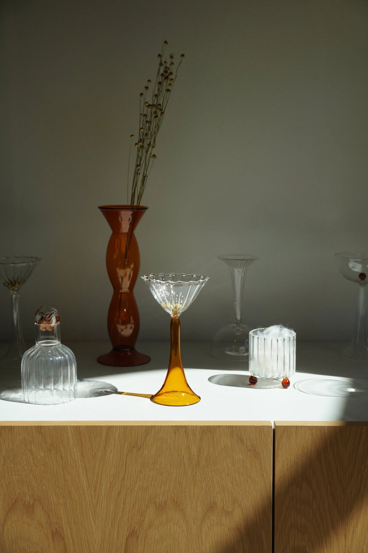 HIGH SPIRITS — LOWBALL GLASS RED AMBER