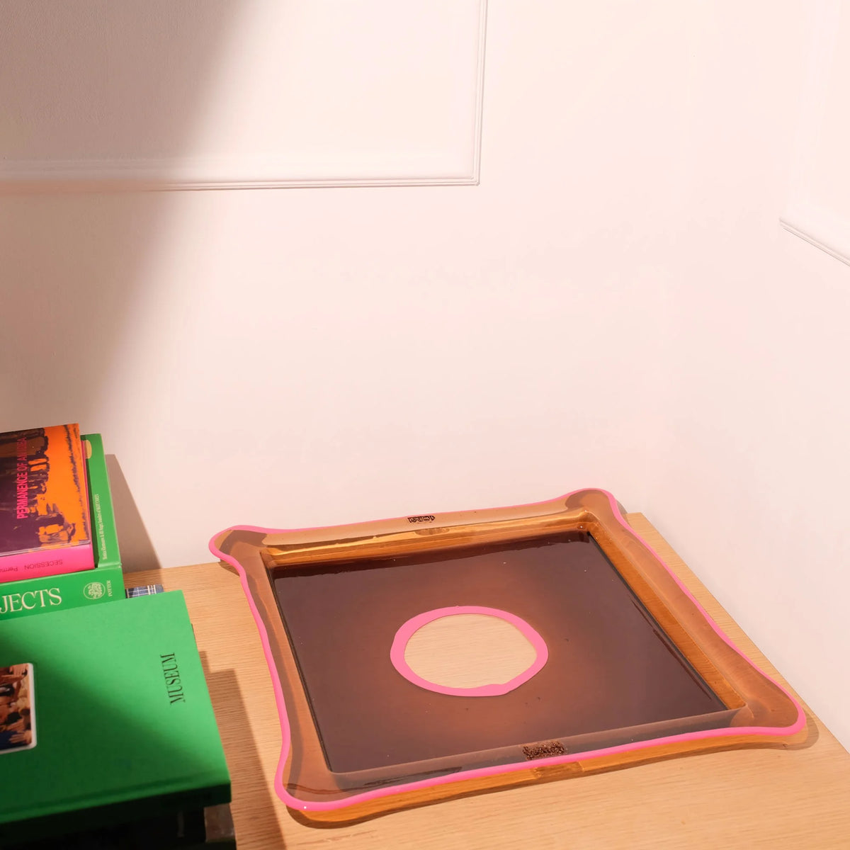 Try Tray Square - Clear Brown And Matt Fuchsia