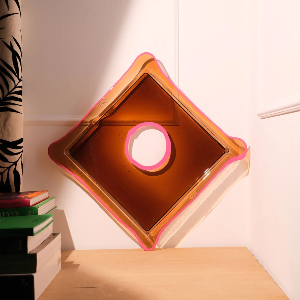 Try Tray Square - Clear Brown And Matt Fuchsia