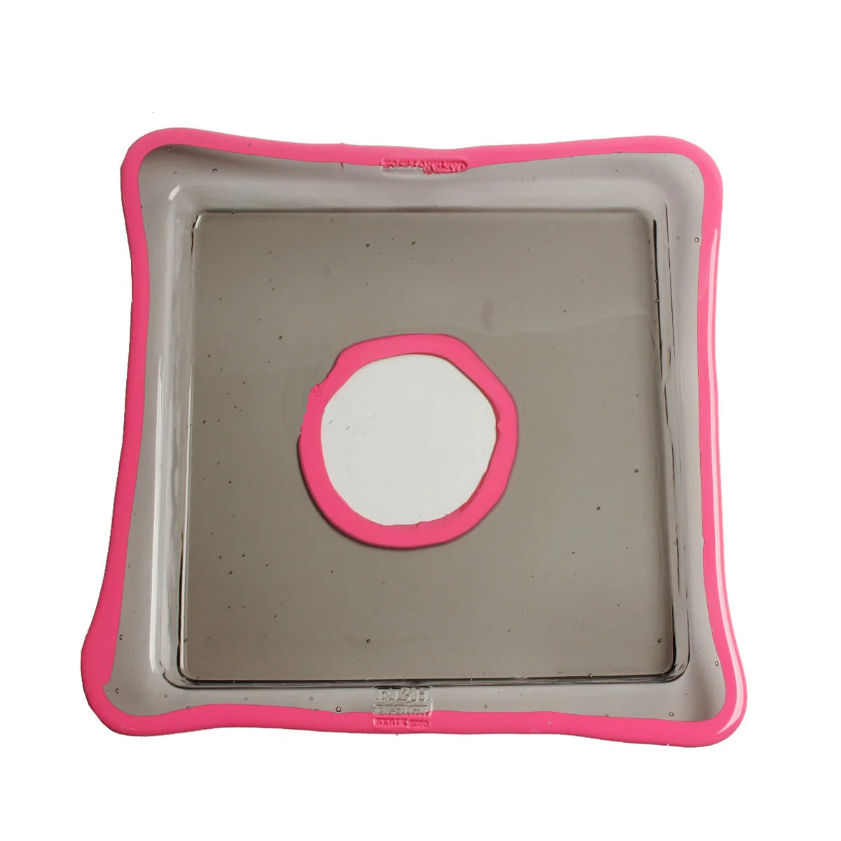 Try Tray Square - Clear Fumè, Matt Fuchsia