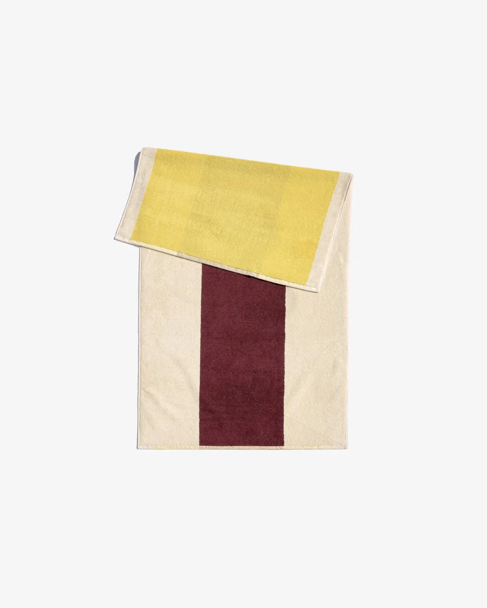 Bath Towel - Yellow + Bordeaux 70x140