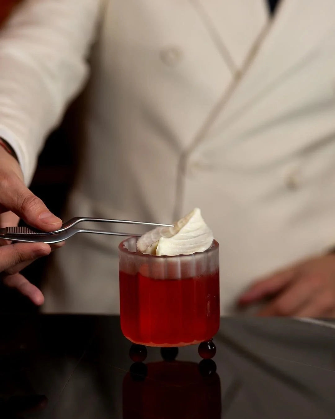 HIGH SPIRITS — LOWBALL GLASS RED AMBER