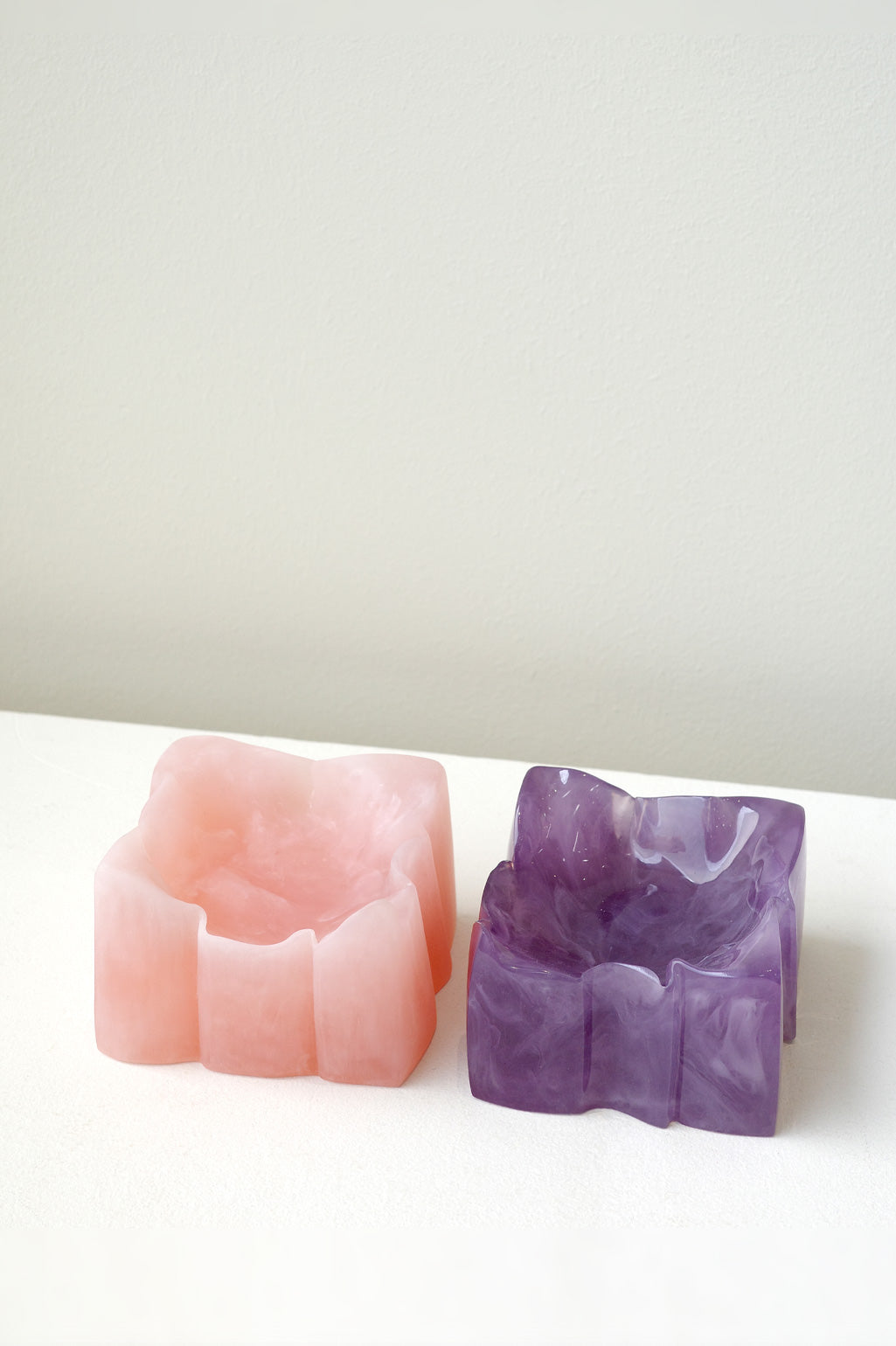 Crumpled Dish - Small Marble Resin Dish in Matte purple Quartz
