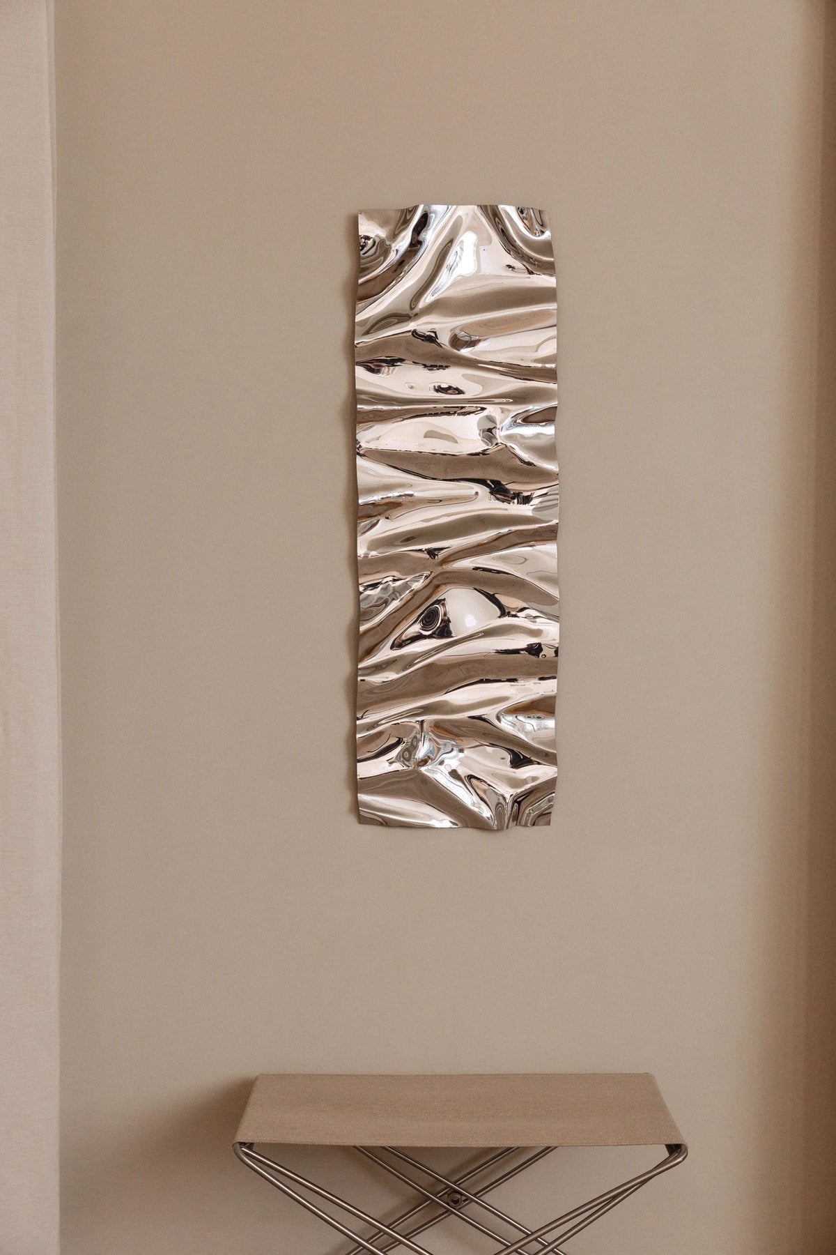 Psychedelic Mirror 30*100 cm — sculptural hand-shaped polished steel, additional view 6