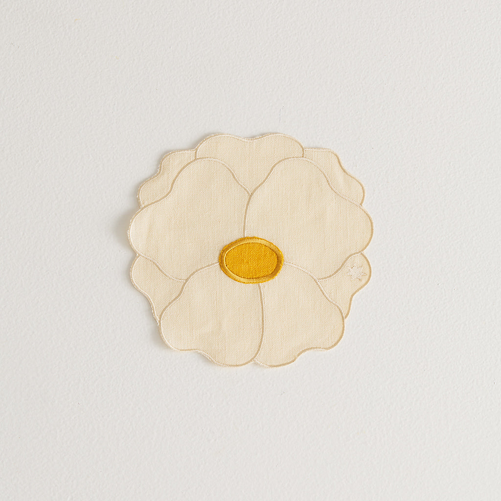 4 Wild Rose Napkins | Ivory & Yellow