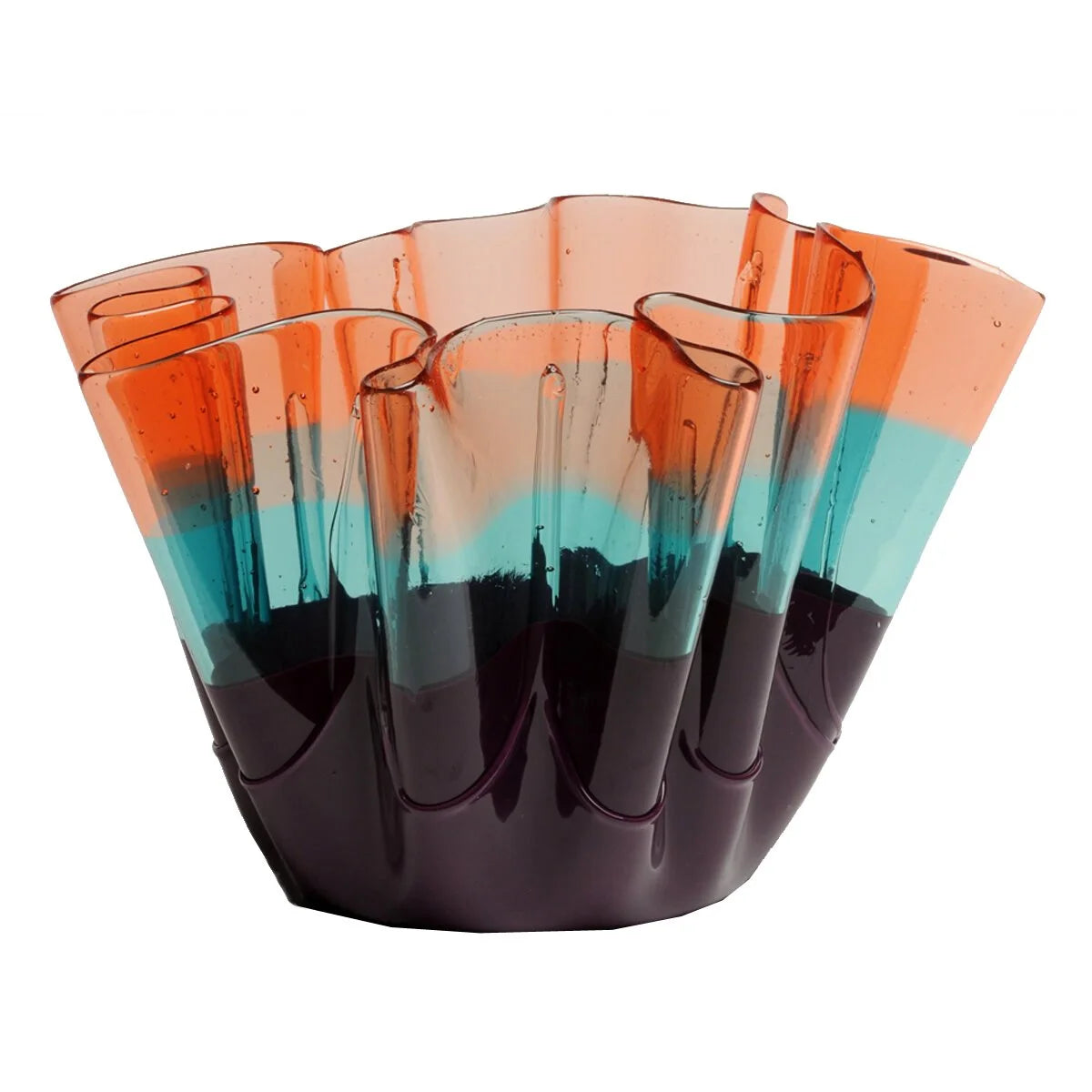 Sfumati Vase - Clear Light Ruby, Aqua, Matt Purple