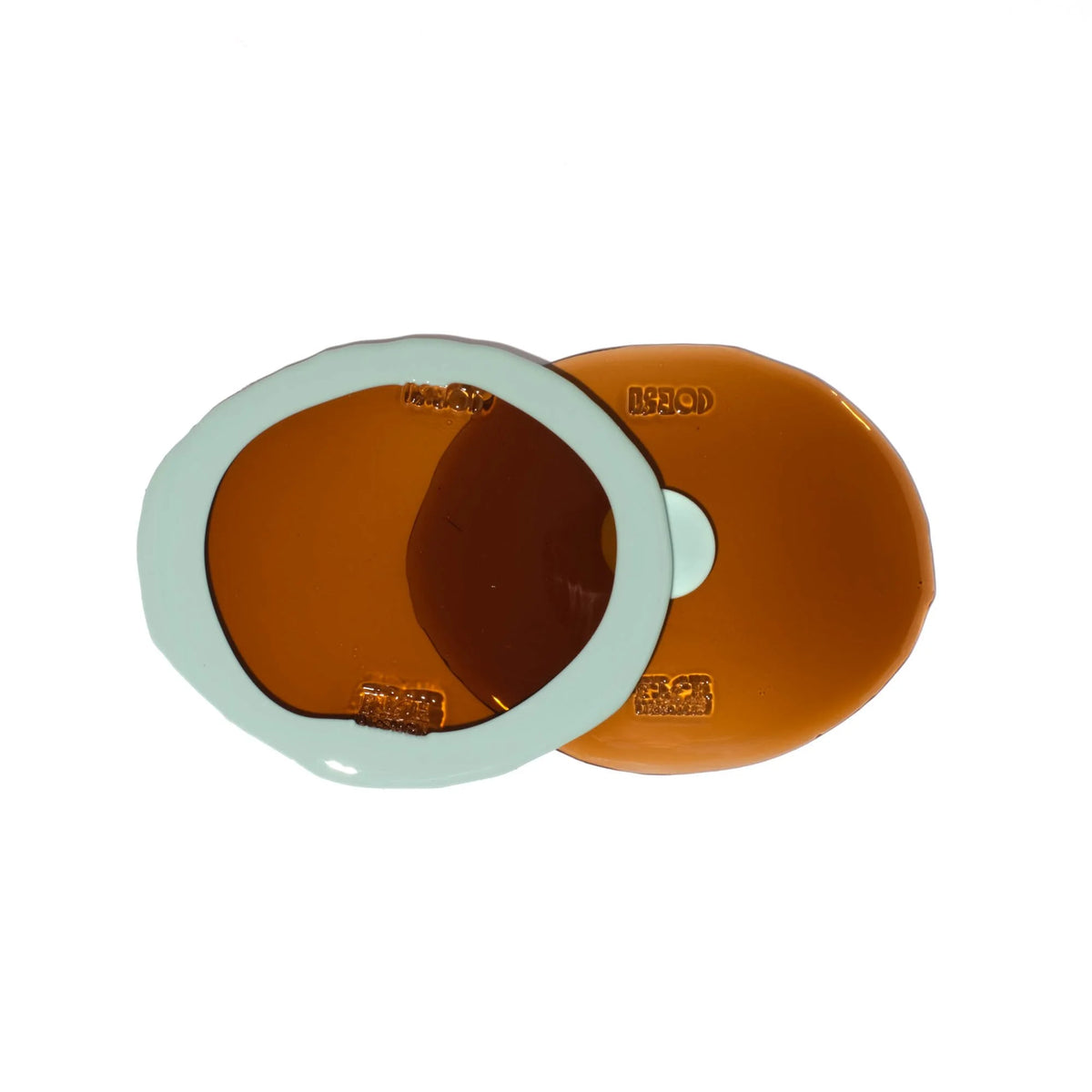 Set of 2 Table-Mates Small - Clear Brown, Aqua