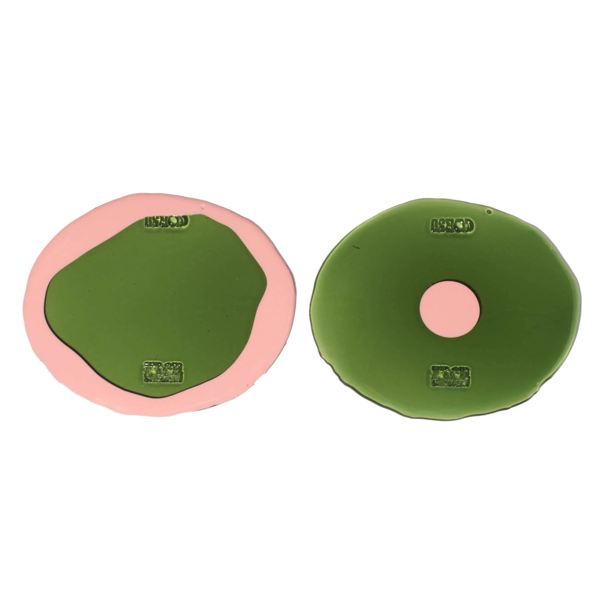 Set of 2 Table-Mates Small - Clear Bottle Green, Salmon