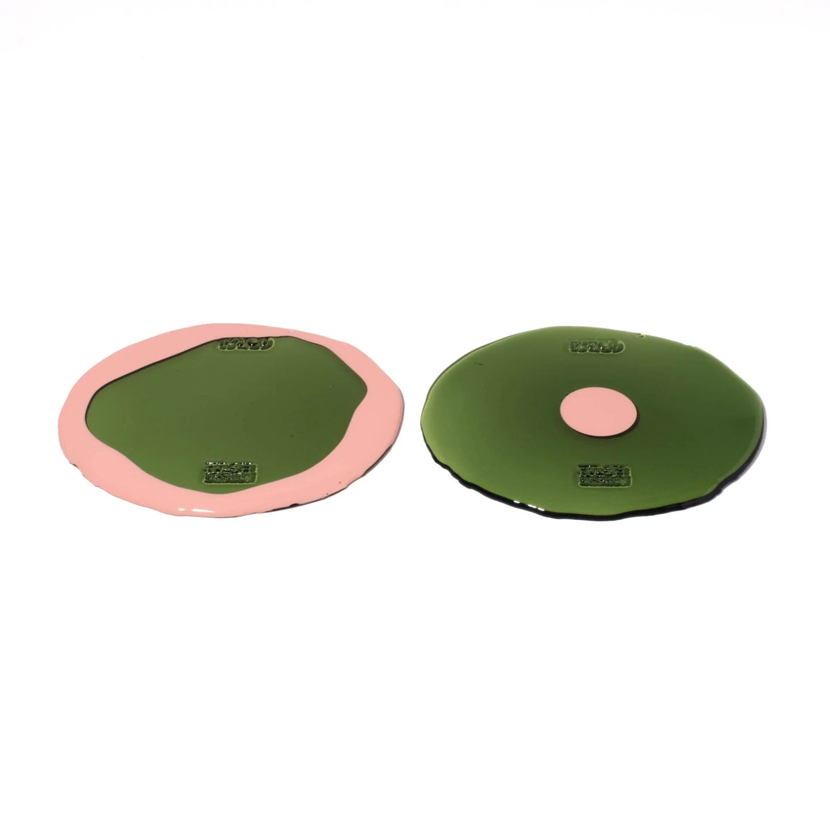 Set of 2 Table-Mates Small - Clear Bottle Green, Salmon
