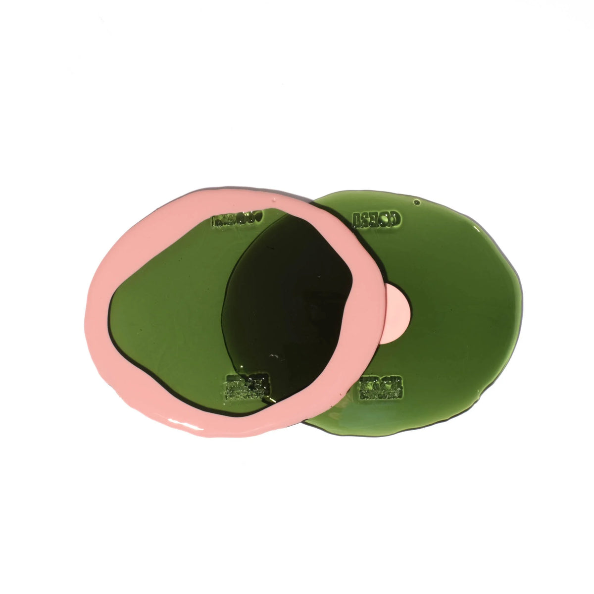 Set of 2 Table-Mates Small - Clear Bottle Green, Salmon