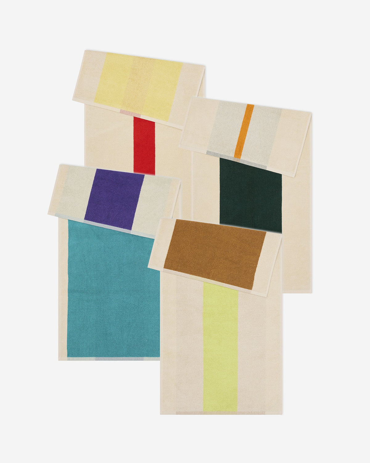 Handdoeken Set Turquoise Red Lime Dark Green (4 st.) - SUITE702