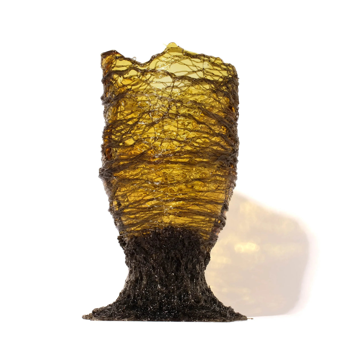 Spaghetti Vase - Clear Yellow And Clear Grey