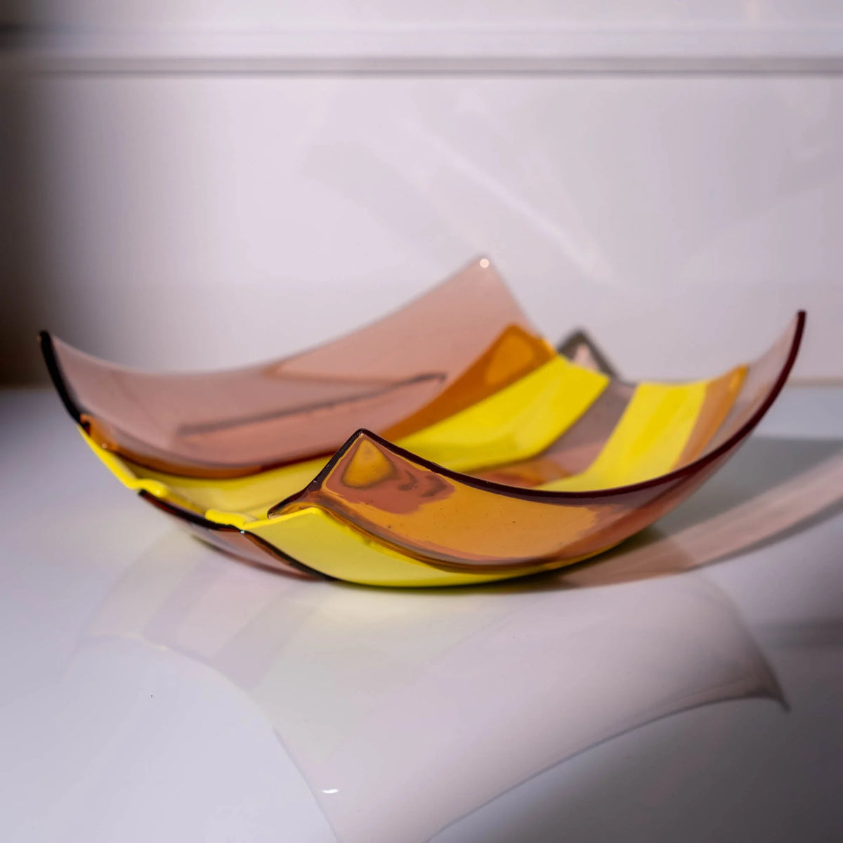Stripe Basket - Clear Antique Pink, Fluo Yellow