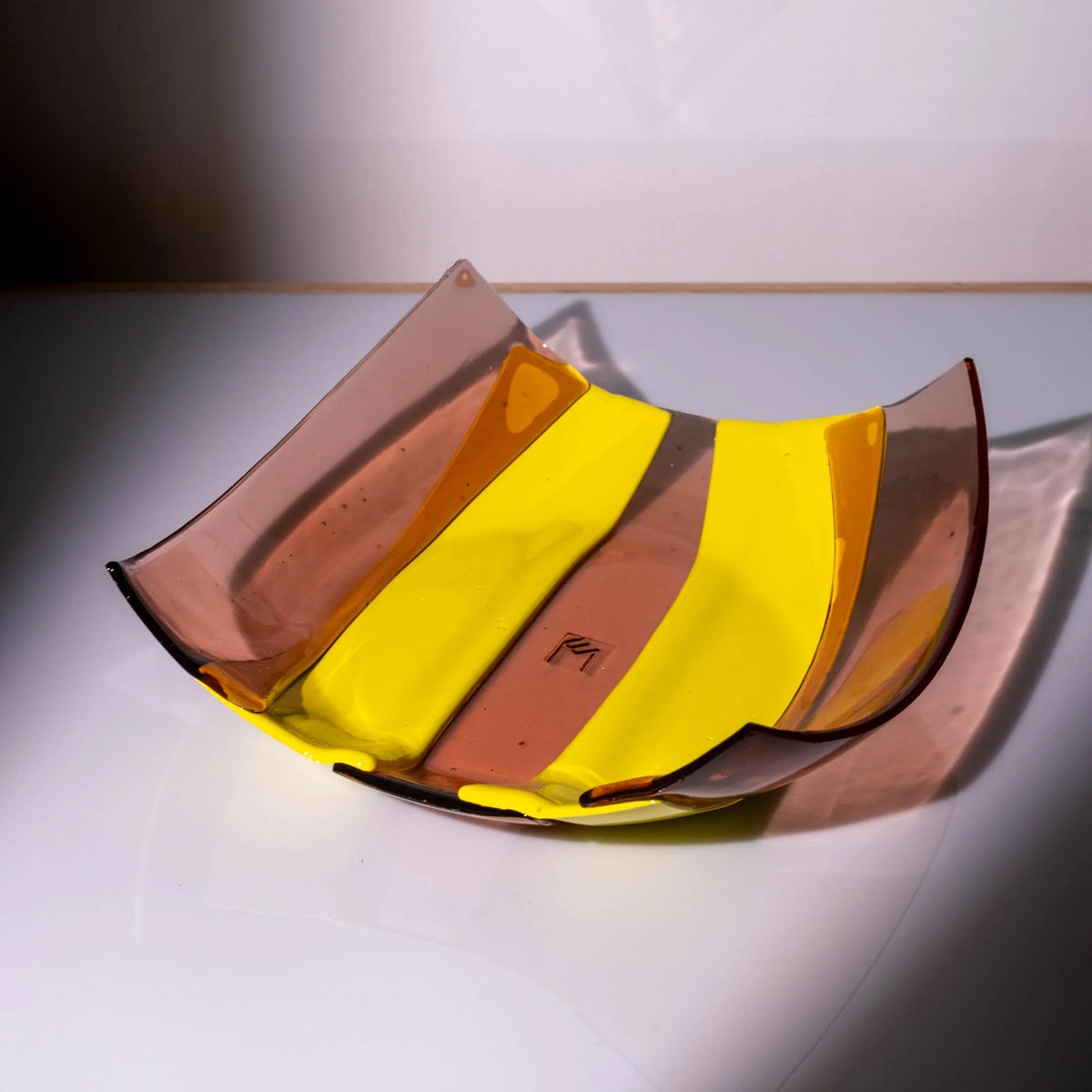 Stripe Basket - Clear Antique Pink, Fluo Yellow