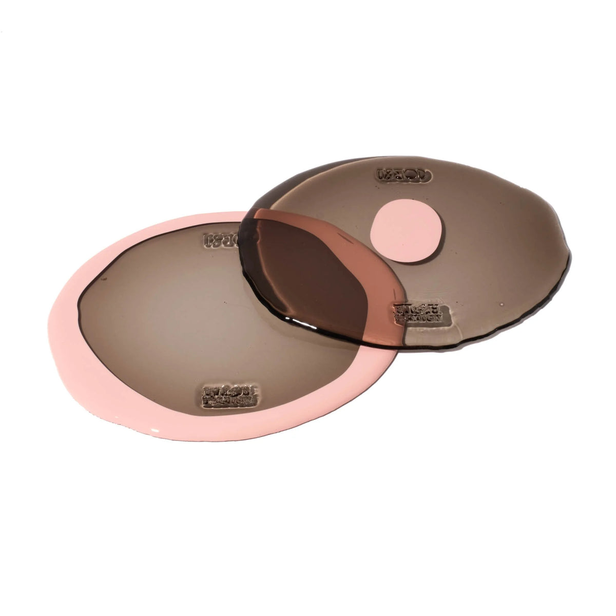 Set of 2 Table-Mates Small - Clear Fumè And Matt Salmon