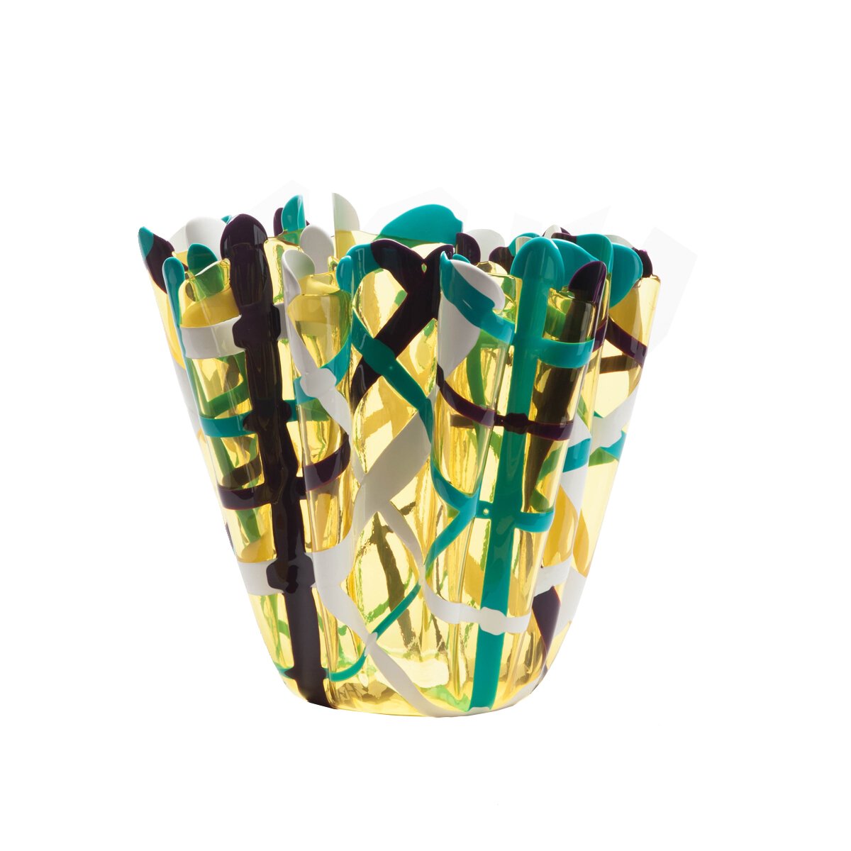 Tartan Vase - Clear Yellow, Matt Purple, White, Turquoise