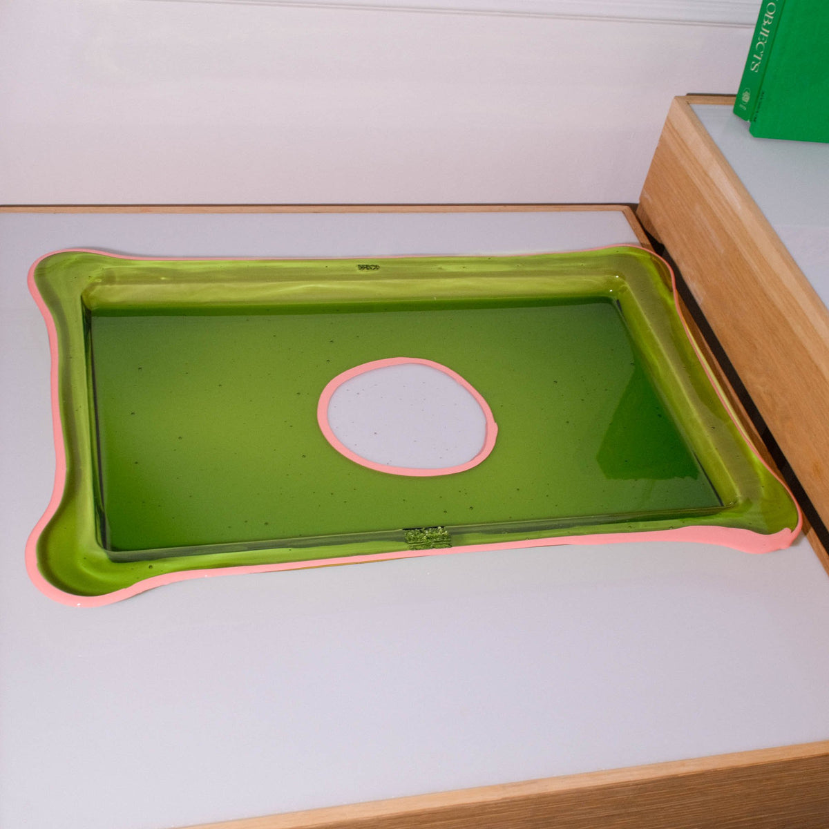 Try Tray Rectangular - Clear Bottle Green, Salmon
