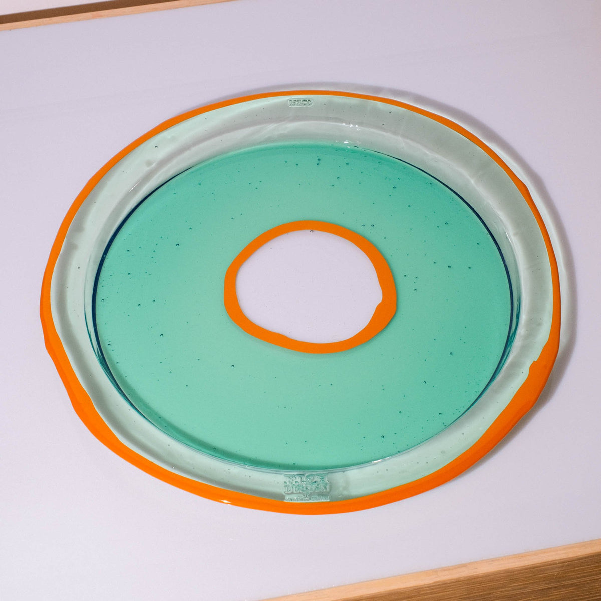 Try Tray Round - Clear Aqua, Ochre