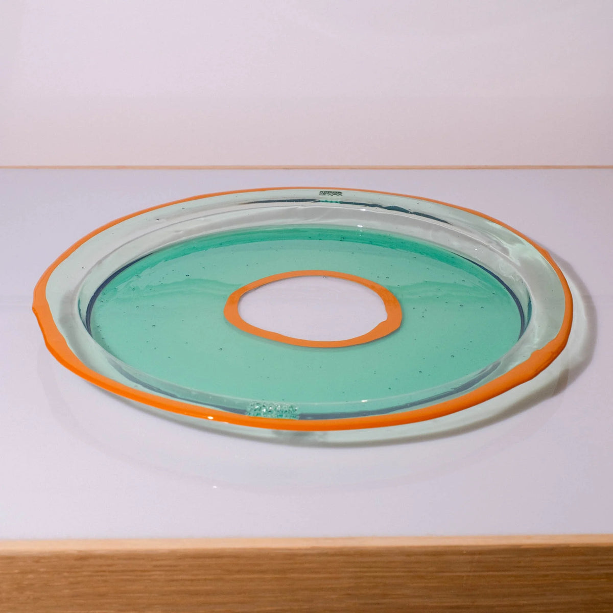 Try Tray Round - Clear Aqua, Ochre