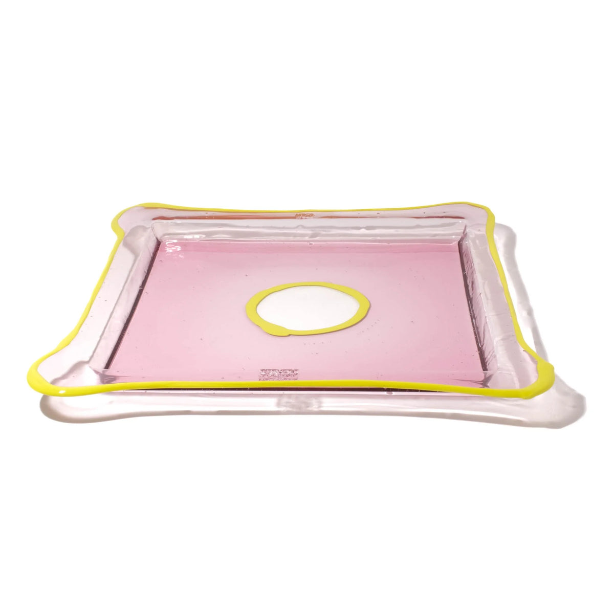 Try Tray Square - Clear Antique Pink, Fluo Yellow