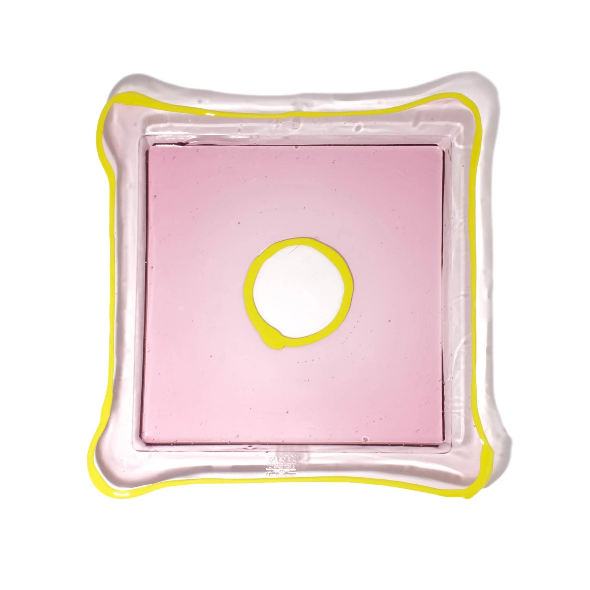 Try Tray Square - Clear Antique Pink, Fluo Yellow