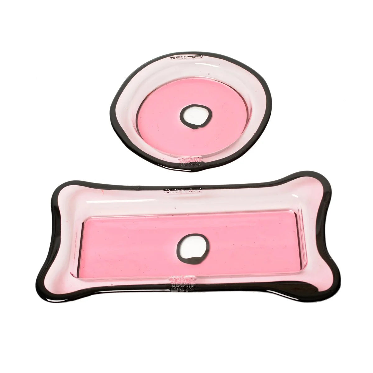 Try Tray Round - Clear Pink And Matt Black