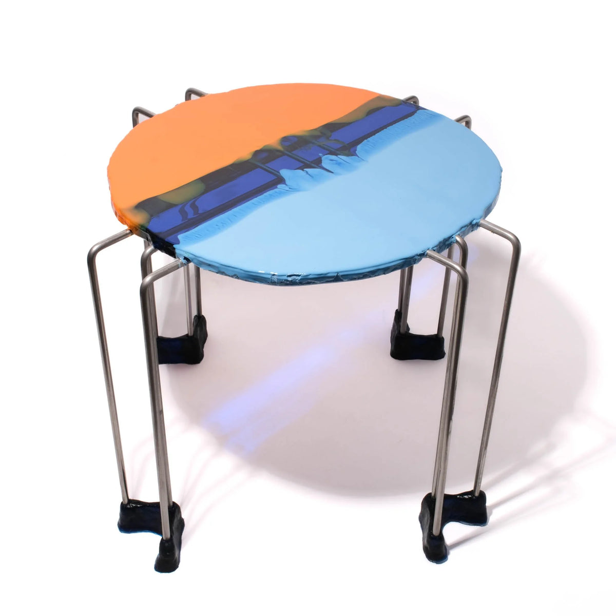 Triple Play Coffee Table - Matt Blue, Clear Blue, Matt Pumpkin