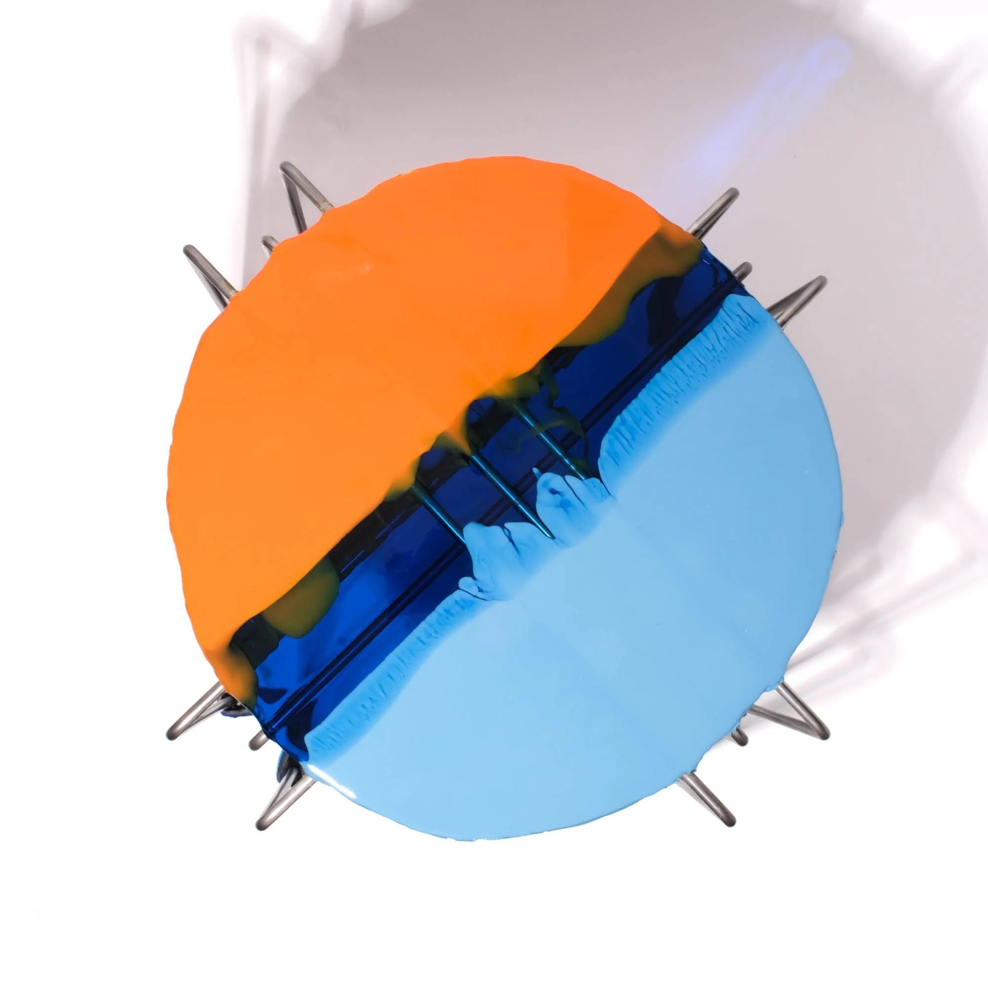 Triple Play Coffee Table - Matt Blue, Clear Blue, Matt Pumpkin