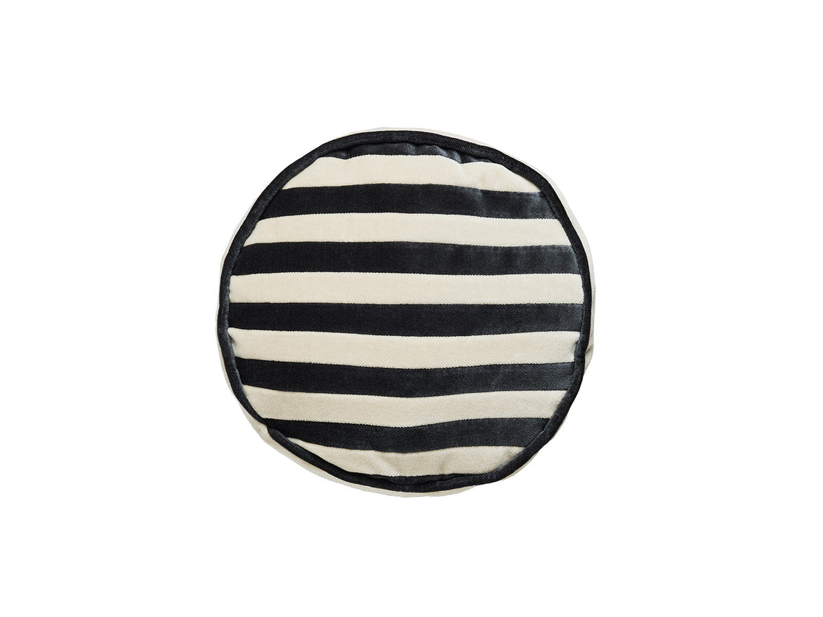 Bolster Stripe velvet cushion Dark Grey/Dusty White, end view