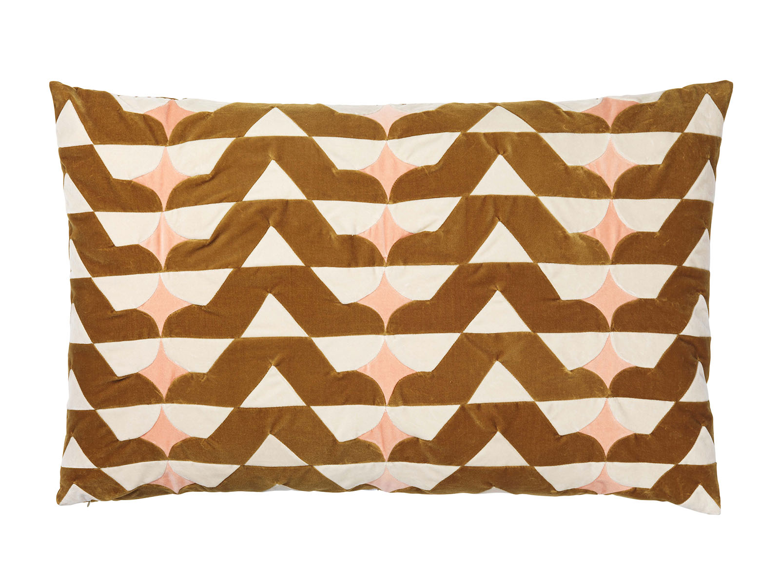 Vivi Velvet Cushion 60×90 cm · Wild Rose/Dusty White/Caramel