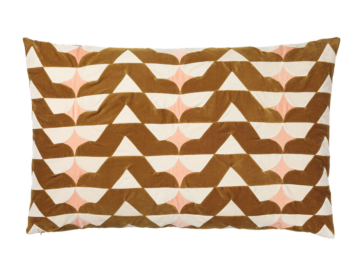 Vivi Velvet Cushion 60×90 cm · Wild Rose/Dusty White/Caramel