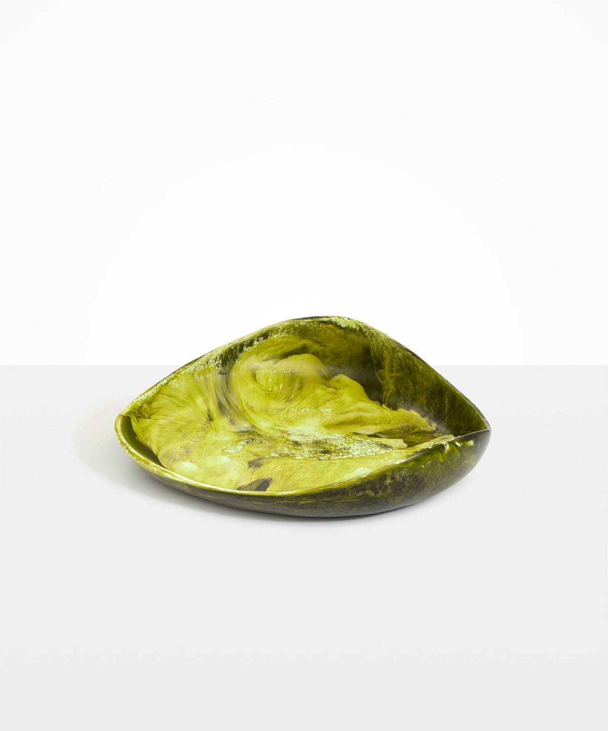 Dinosaur Designs Large Leaf Bowl in Malachite Colour resin.