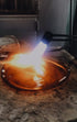 mouth-blown glass sculpture finished in glass factory blowtorch Mundgeblasene Glasskulptur Glasfabrik Brenner fertiggestellt.